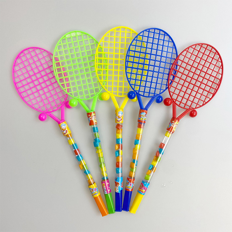 Mini Colourful Plastic Badminton Racket With Whistle Toy Candy