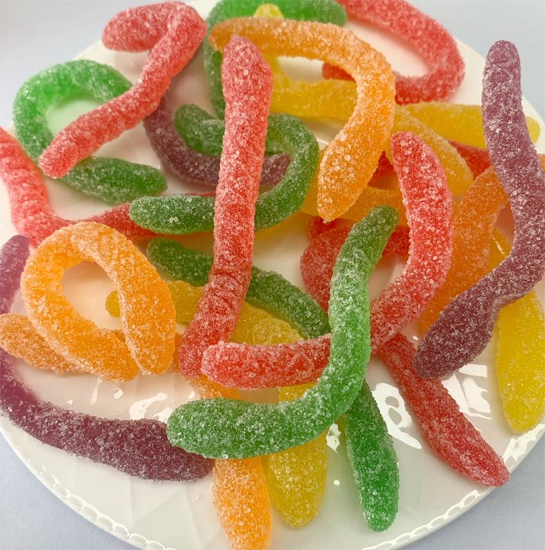 Wholesale custom sugar coated gummy candy different shape halal fruit gummy candy in bulk