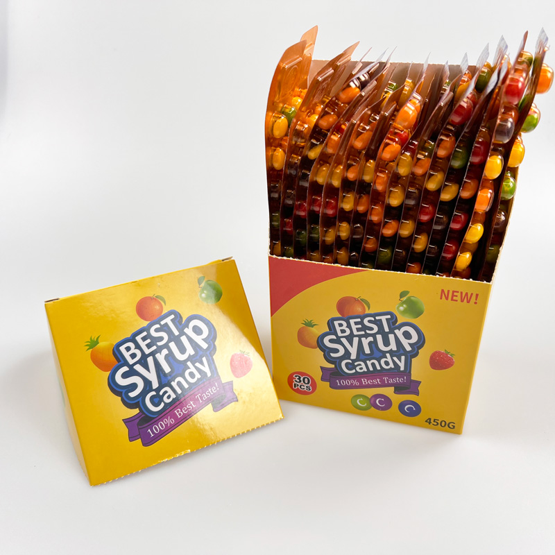 Colorful tasty sour syrup crispy shell friuty soft candy chewing candy