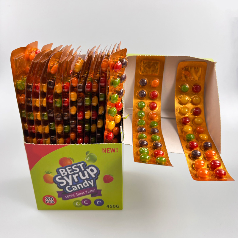 Colorful tasty sour syrup crispy shell friuty soft candy chewing candy