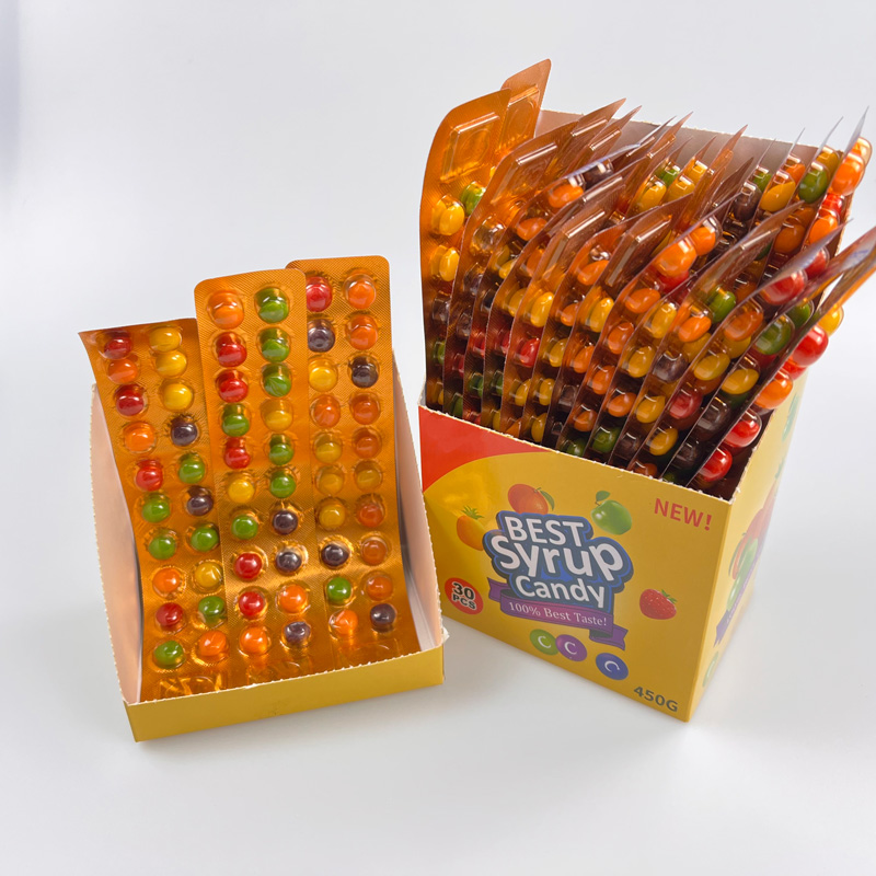 Colorful tasty sour syrup crispy shell friuty soft candy chewing candy