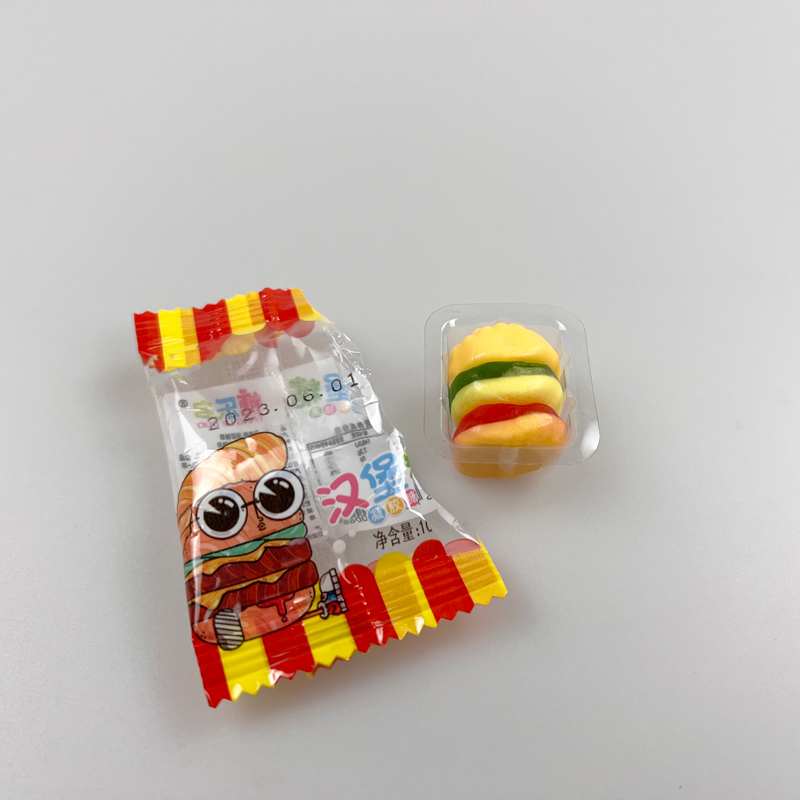 Cartoon big eyes character hamburger shaped gummy candy chewing candy