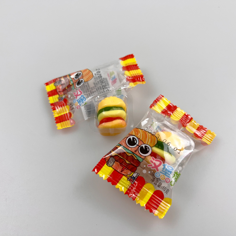 Cartoon big eyes character hamburger shaped gummy candy chewing candy