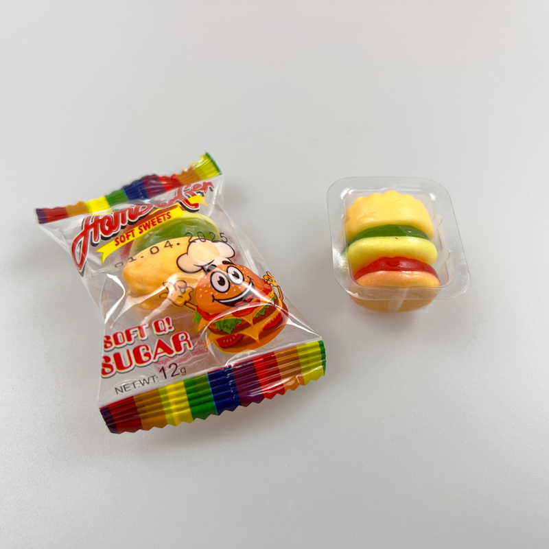 Little hamburger chef mini hamburger shaped mixed fruits flavor gummy candy soft sweet candy