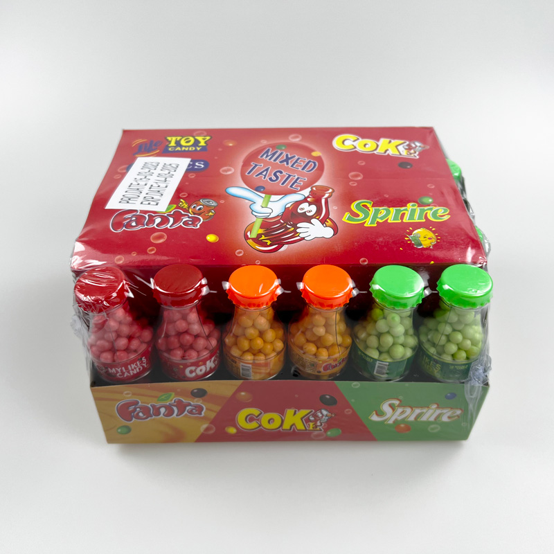 Soda bottle shaped with cola sprite and fanta flavor hard candy beads candy pearl candy