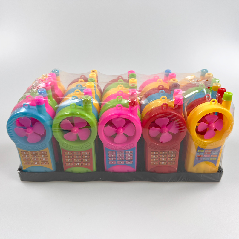 Kids plastic toy mobile phone with fan with fruity tablet candy pressed candy