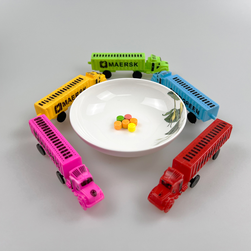 Car series toy container truck with colorful sweet tablet candy toy candy