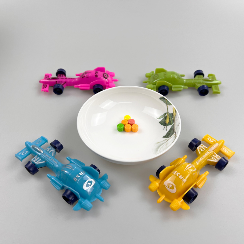 Toy formula one racing car with tasty fruits flavor tablet candy toy candy