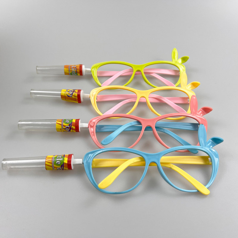 Beautiful colorful toy glasses with multicolored fruits flavor hard candy toy candy