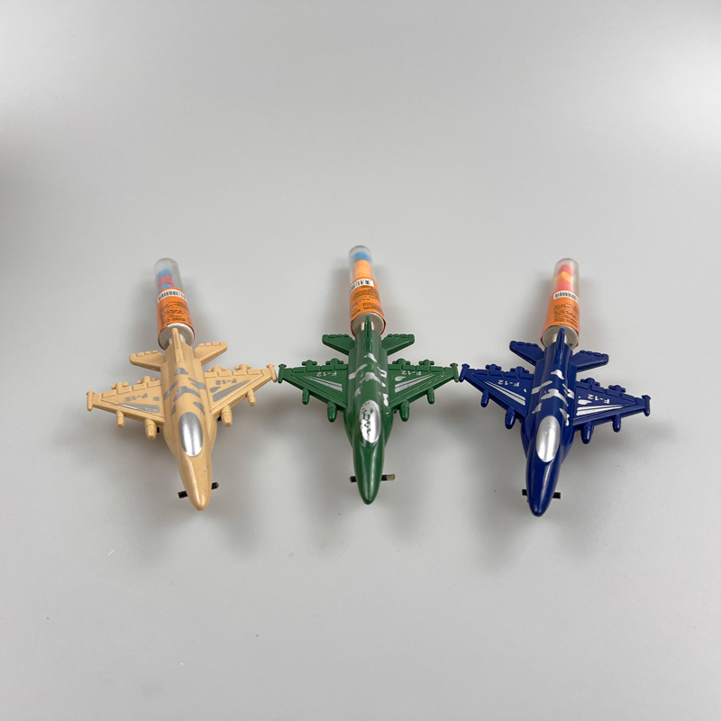 Super cool toy combat aircraft with colorful fruity pressed candy toy candy