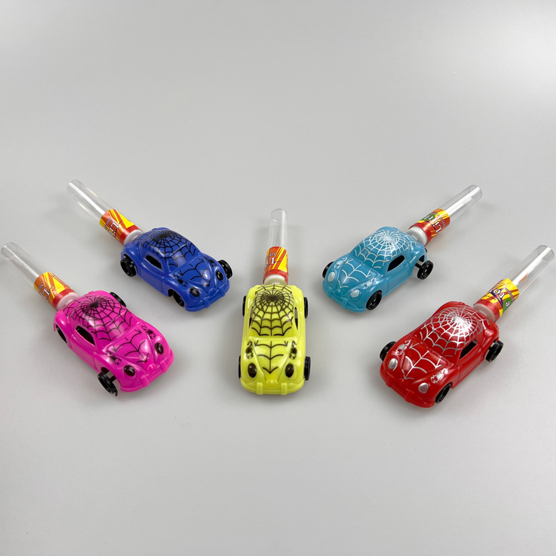 Car series spider web decorated toy saloon car with tasty fruity pressed candy toy candy