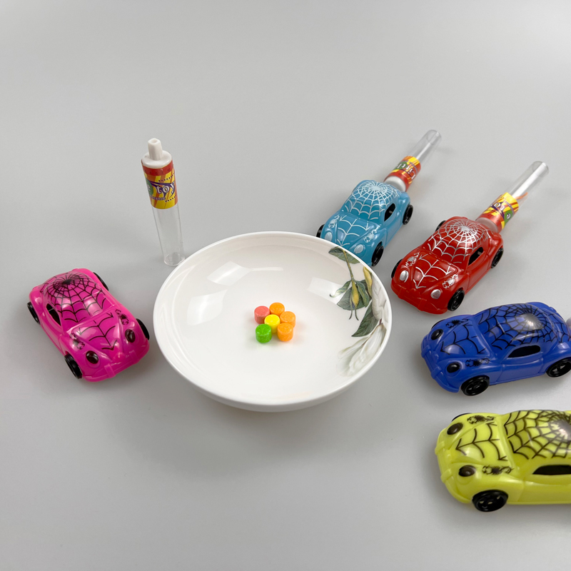 Car series spider web decorated toy saloon car with tasty fruity pressed candy toy candy