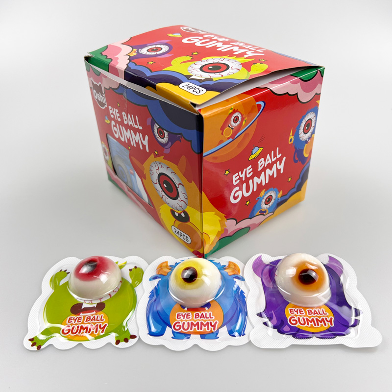 New arrival monster eye ball shape delicious sweet gummy candy soft candy