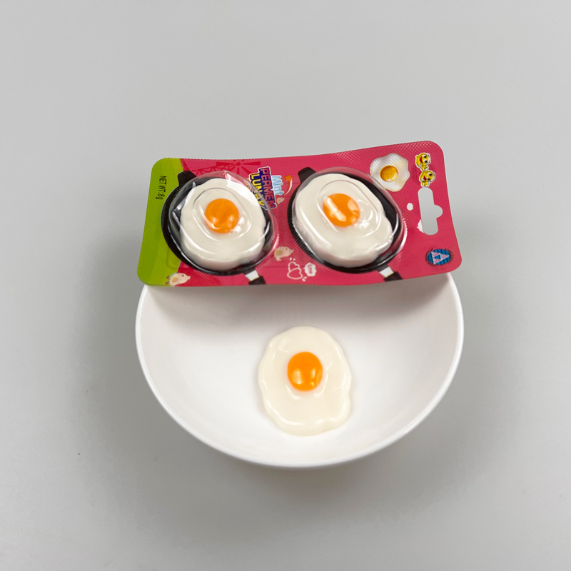 Food series fried egg with pan shape sweet tasty gummy candy soft candy