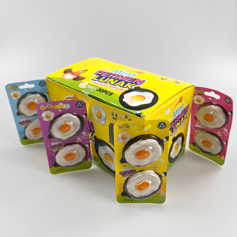 Food series fried egg with pan shape sweet tasty gummy candy soft candy