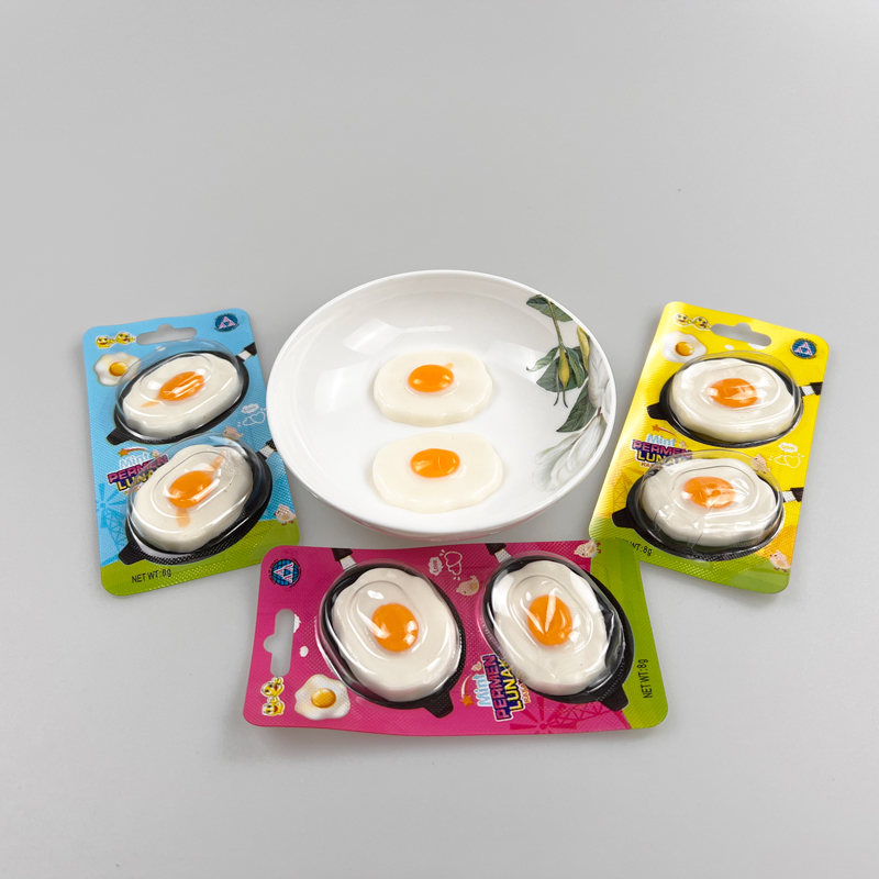 Food series fried egg with pan shape sweet tasty gummy candy soft candy