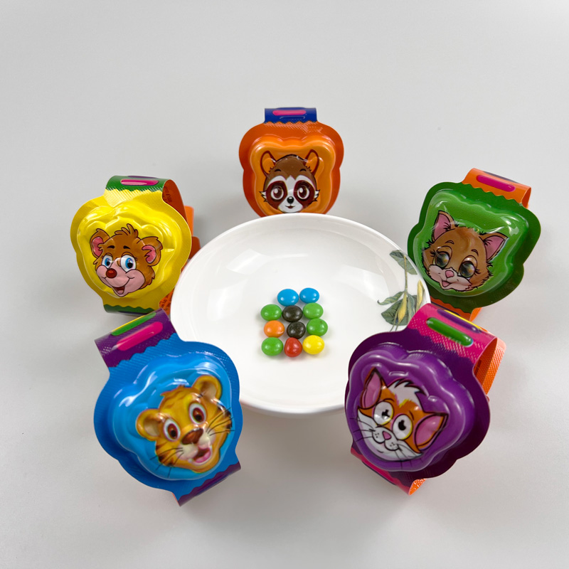 Watch shape with animal wrapper colorful chocolate beans