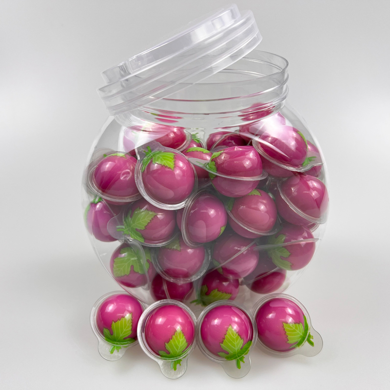 Fruit series grape shape 3d ball jam filled gummy candy soft candy