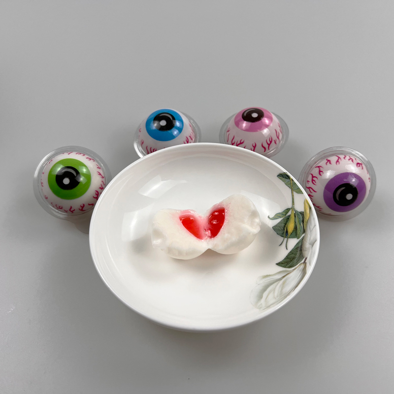 Monster eye ball shape 3d ball jam filled gummy candy soft candy