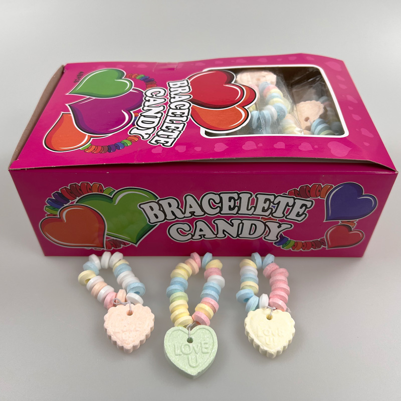 Good looking heart-shaped pendant bracelet fruits flavor tablet candy pressed candy