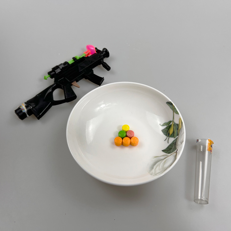 Wholesale toy gun and sniper with multiple colored fruits flavor hard pressed candy