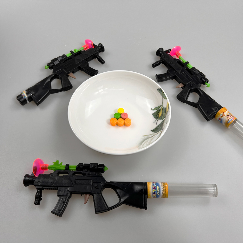 Wholesale toy gun and sniper with multiple colored fruits flavor hard pressed candy