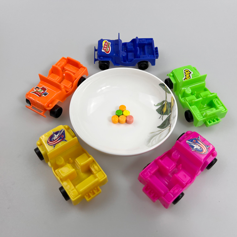 Car series colorful convertible toy jeep with mixed fruits flavor hard pressed candy