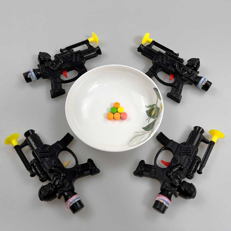 Wholesale Soldier Shooting Gun Toy with Colorful Fruits Flavor Hard Pressed Candy