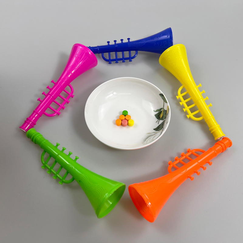 Funny Toy Trumpet with Multiple Colored Fruits Flavor Hard Pressed Candy