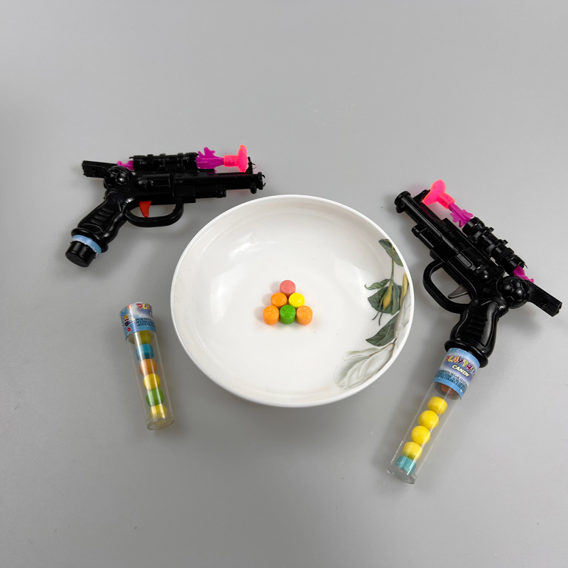 Kids Favorite Toy Pistol with Whistle and Colorful Fruits Flavor Hard Candy