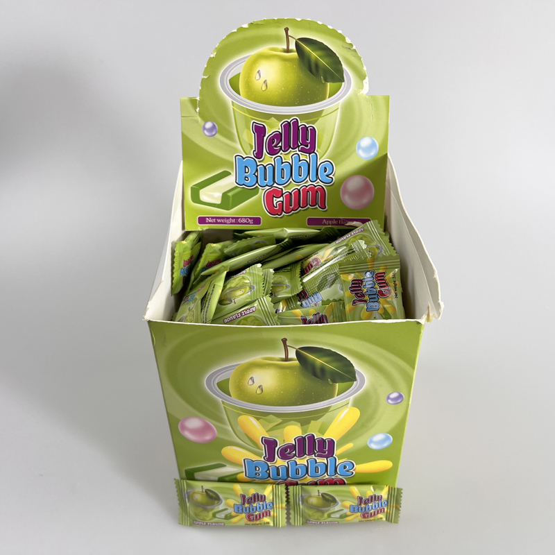 Good Sale Green Apple Flavor Tasty Jelly Filling Bubble Gum