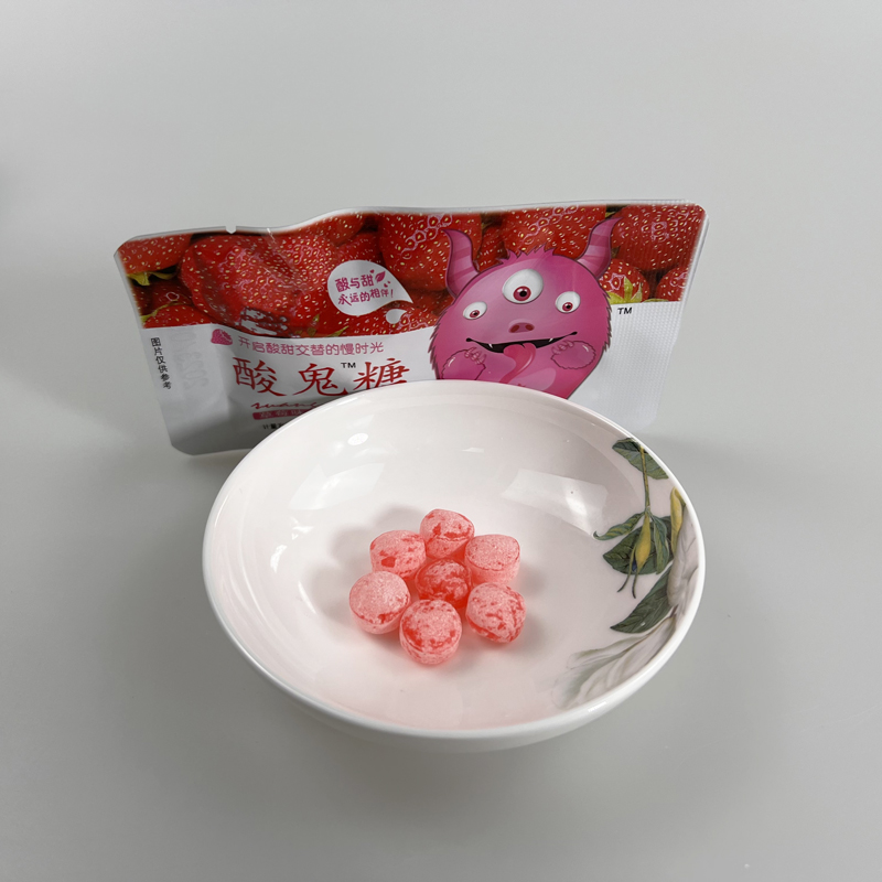 Cartoon Monster Wrapped Sweet Sour Fruits Flavor Round Shape Hard Pressed Candy