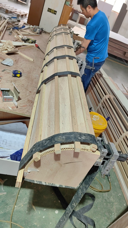 HF plywood bending press