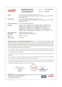 Certyfikat - Maszyna do łączenia płyt HF