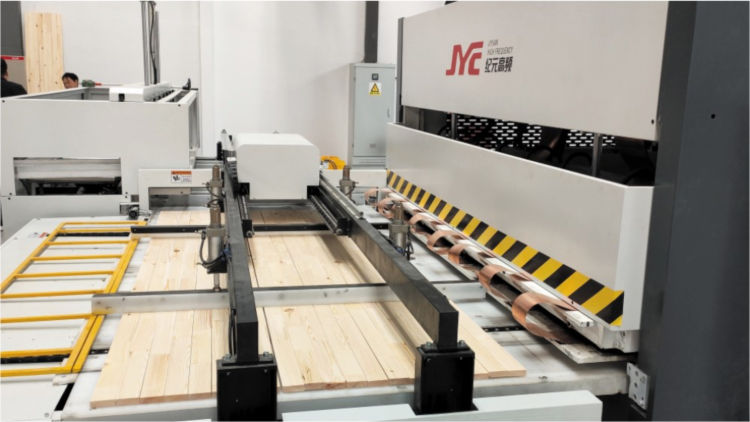 High frequency wood board joining production line