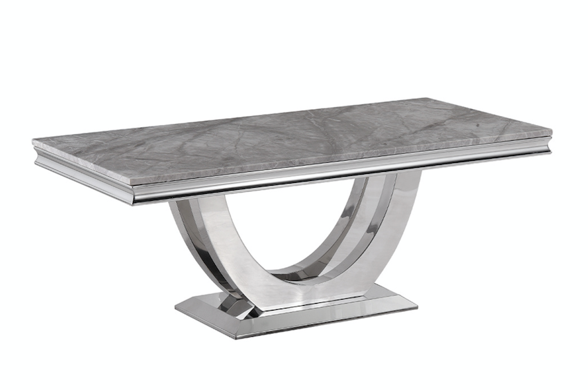 Modern Marble Dining Table With Stainless Steel Base