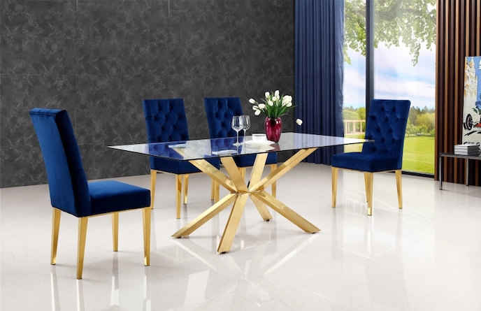 Gold Stainless Steel Performance Vellvet Dining Chair