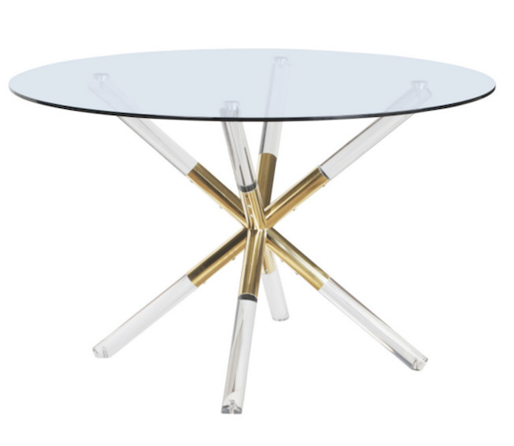 Modern Luxury Round Glass And Acrylic Dining Table In 48