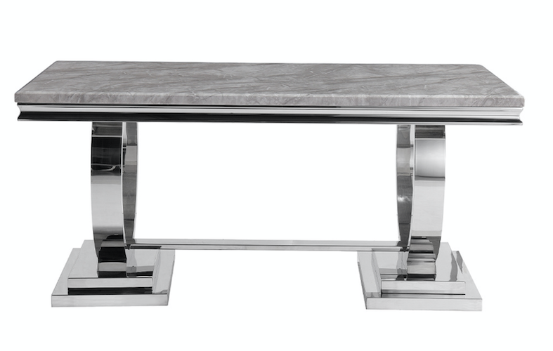 Marble Dining Table With Durable Stainless Steel Base