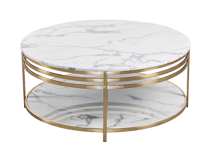 Modern Marble Coffee Table With Golden Frame