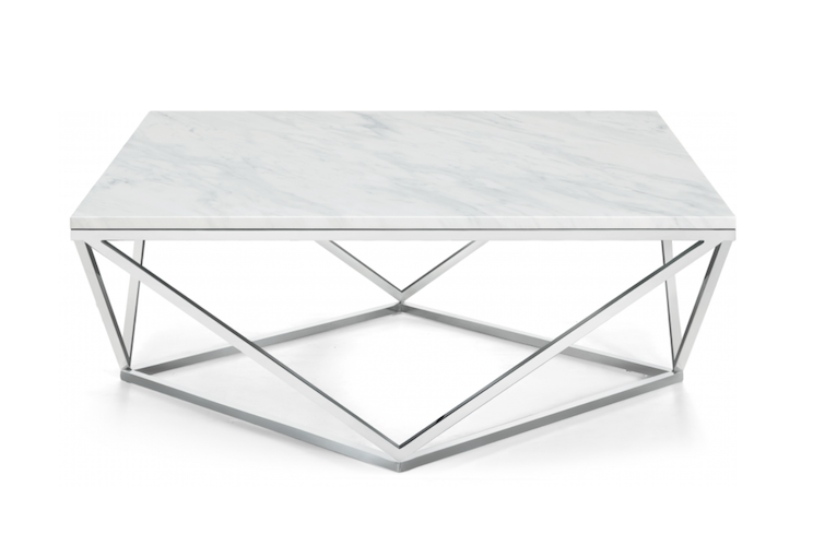 Chrome Coffee Table With White Marble Top