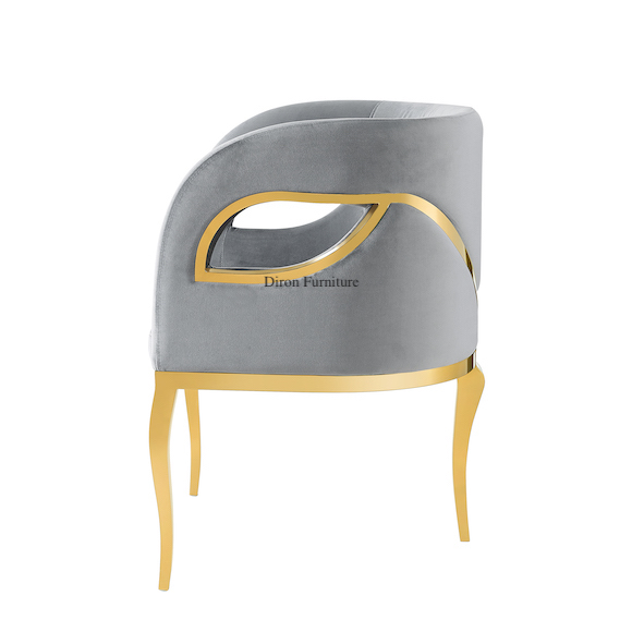 Fox-eyes Decor And Golden Steel Legs Dining Chair