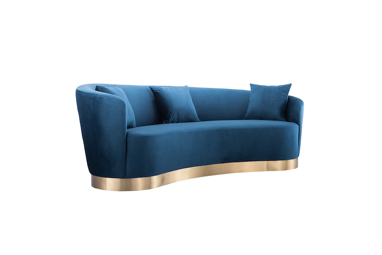 Channel Stitch Velvet 3-Seater Sofa