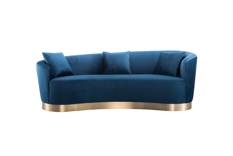 Channel Stitch Velvet 3-Seater Sofa
