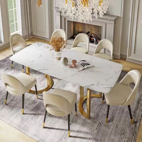 Marble Top Dining Table With Gold Base