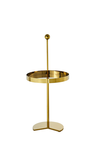 Golden Finish End Table With Marble Base