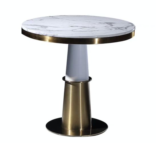 Contemporary Marble Top And Metal Pub Table