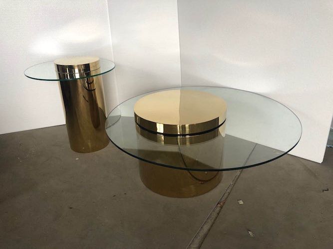 Glass and Gold Metal Accent Table