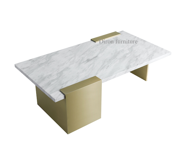 rectangular marble Coffee Table Brushed Gold Base