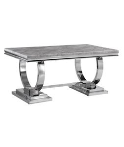 Table à manger en marbre avec base en acier inoxydable durable